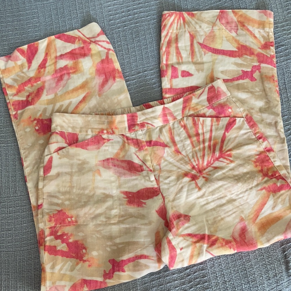 Chico’s Size 1.5 Wide Leg Linen Pants Large